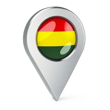 Map pointer with flag of Bolivia, 3D rendering Stock Illustration
