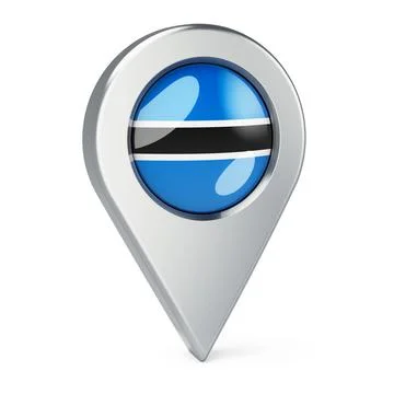 Map pointer with flag of Botswana, 3D rendering Illustrazione stock