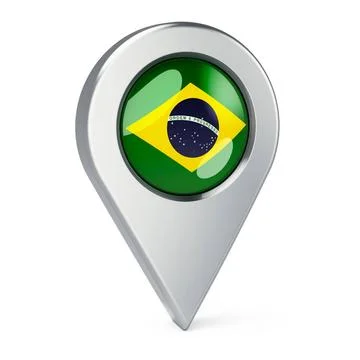 Map pointer with flag of Brazil, 3D rendering Map pointer with flag of Bra... Stock Photos