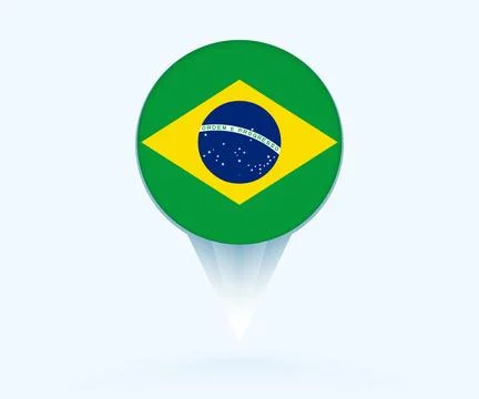 Map pointer with flag of Brazil. Stock Illustration