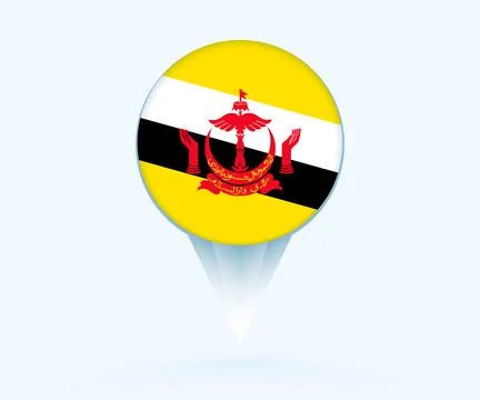Map pointer with flag of Brunei. Stock Illustration