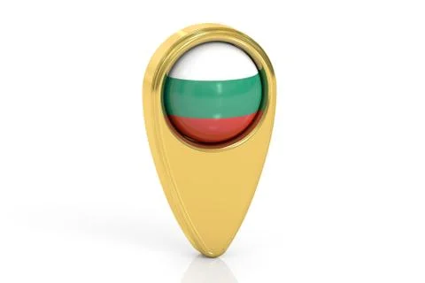 Map pointer with flag of Bulgaria, 3D rendering Stock Illustration