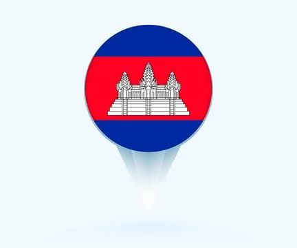 Map pointer with flag of Cambodia. Ilustração Stock
