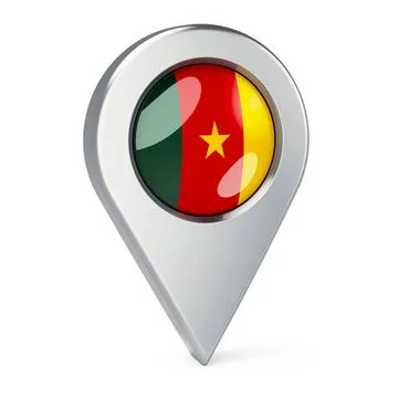 Map pointer with flag of Cameroon, 3D rendering Map pointer with flag of C... Stock Photos