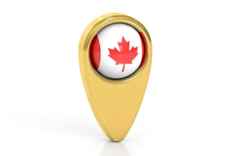 Map pointer with flag of Canada, 3D rendering Stock Illustration