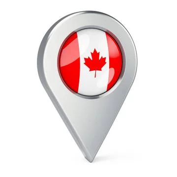 Map pointer with flag of Canada, 3D rendering Map pointer with flag of Can... Foto stock