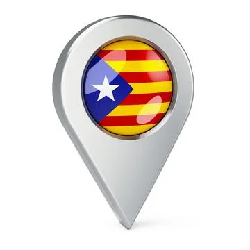 Map pointer with flag of Catalonia, 3D rendering Stock Illustration