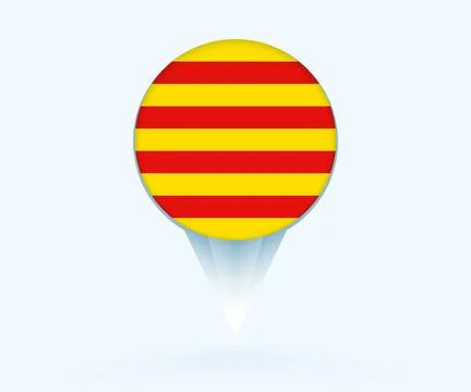 Map pointer with flag of Catalonia. Stock Illustration