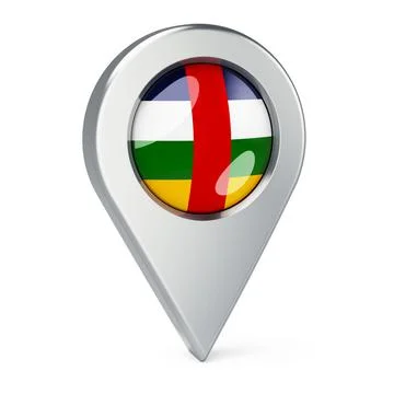 Map pointer with flag of Central African Republic, 3D rendering Stock Illustration