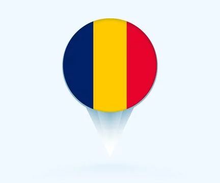 Map pointer with flag of Chad. Stock Illustration