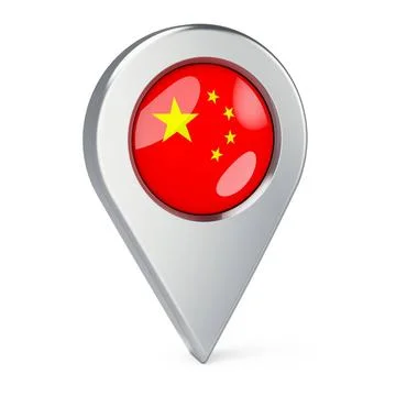 Map pointer with flag of China, 3D rendering Map pointer with flag of Chin... Stock Photos