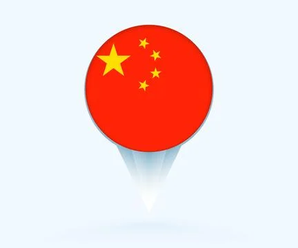 Map pointer with flag of China. Ilustração Stock