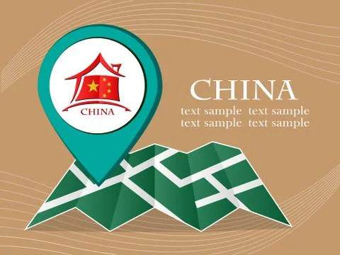 Map with pointer flag China vector illustration eps 10 Stock Illustration