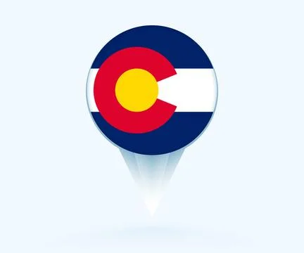Map pointer with flag of Colorado. Stock Illustration