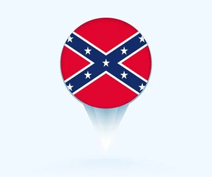 Map pointer with flag of Confederate. Stock Illustration