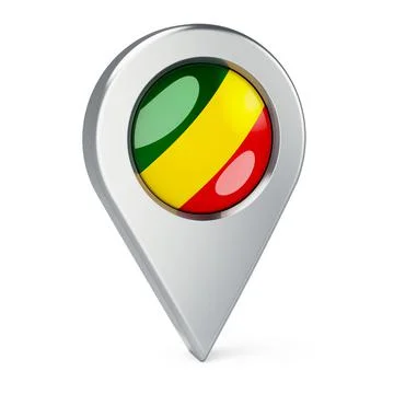 Map pointer with flag of Congo, 3D rendering Stock Illustration