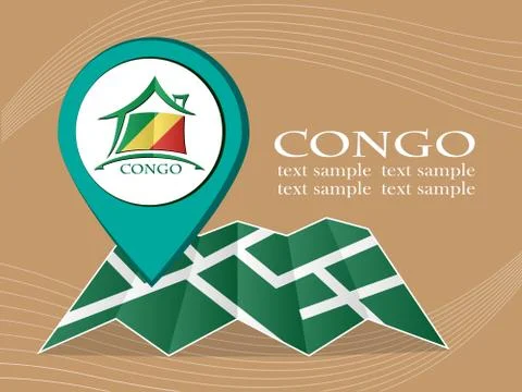Map with pointer flag Congo vector illustration eps 10. Stock Illustration