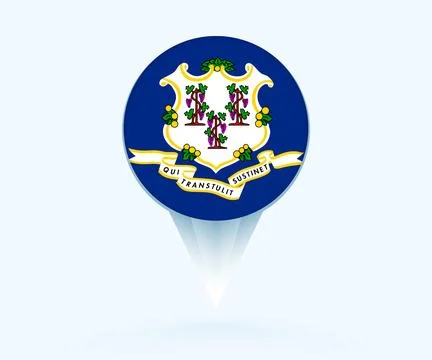 Map pointer with flag of Connecticut. Ilustração Stock