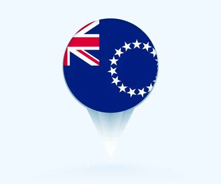 Map pointer with flag of Cook Islands. Stock Illustration