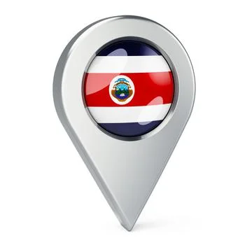 Map pointer with flag of Costa Rica, 3D rendering Stock Illustration