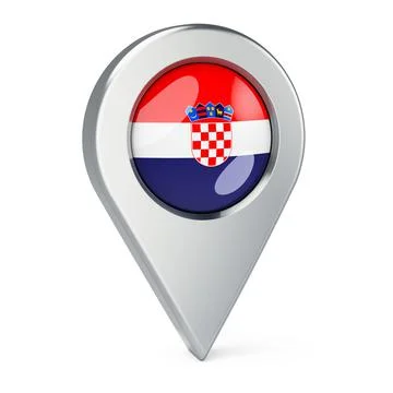 Map pointer with flag of Croatia, 3D rendering Stock Illustration