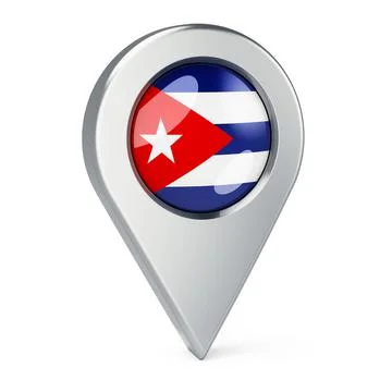 Map pointer with flag of Cuba, 3D rendering Illustrazione stock