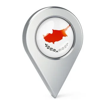 Map pointer with flag of Cyprus, 3D rendering Stock Illustration