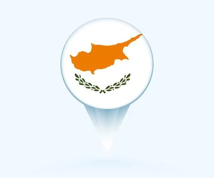 Map pointer with flag of Cyprus. Stock Illustration