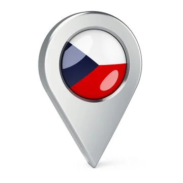 Map pointer with flag of Czech Republic, 3D rendering Stock Illustration