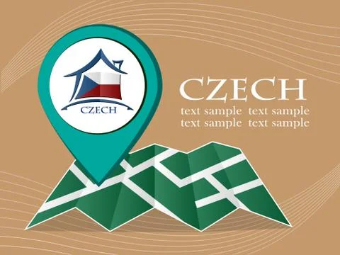 Map with pointer flag Czech vector illustration eps 10. Illustrazione stock