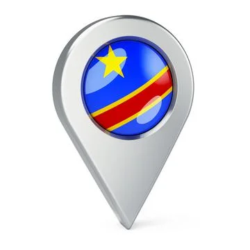 Map pointer with flag of Democratic Republic of the Congo, 3D rendering 스톡 일러스트