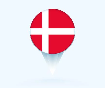 Map pointer with flag of Denmark. Stock Illustration