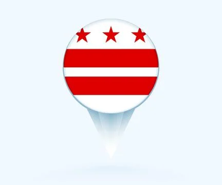 Map pointer with flag of District of Columbia. Stock Illustration
