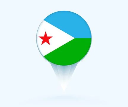 Map pointer with flag of Djibouti. Stock Illustration