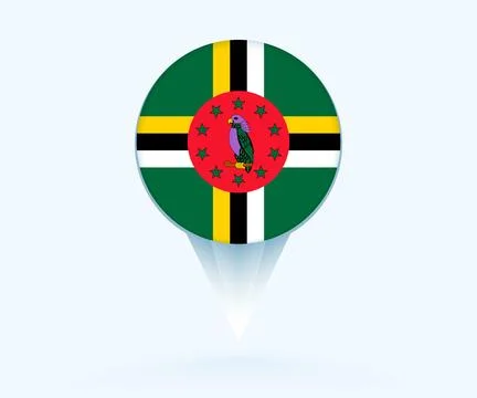 Map pointer with flag of Dominica. Stock Illustration