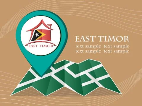 Map with pointer flag East Timor vector illustration eps 10. Stock Illustration