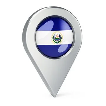 Map pointer with flag of El Salvador, 3D rendering Stock Illustration