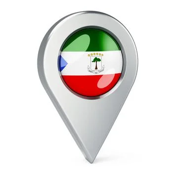 Map pointer with flag of Equatorial Guinea, 3D rendering Illustrazione stock