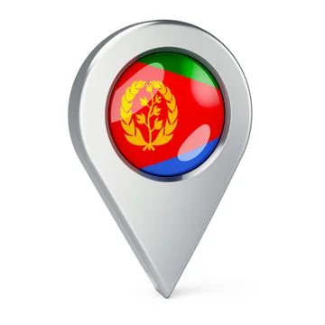 Map pointer with flag of Eritrea, 3D rendering Illustrazione stock