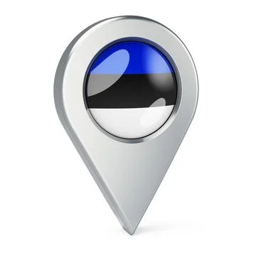 Map pointer with flag of Estonia, 3D rendering Stock Illustration