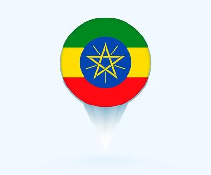 Map pointer with flag of Ethiopia. Stock Illustration