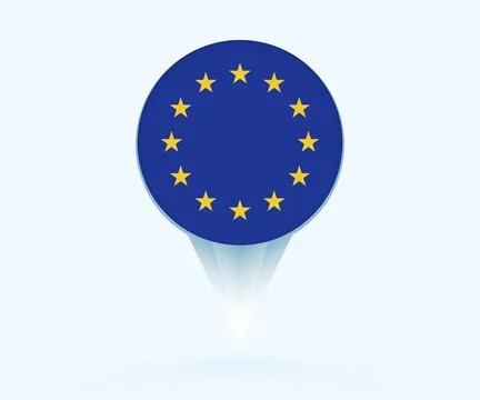 Map pointer with flag of European Union. Stock Illustration