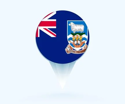 Map pointer with flag of Falkland Islands. Stock Illustration