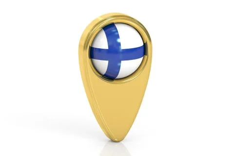 Map pointer with flag of Finland, 3D rendering 库存插图