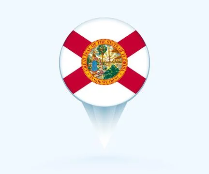 Map pointer with flag of Florida. Stock Illustration