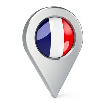 Map pointer with flag of France, 3D rendering Illustrazione stock