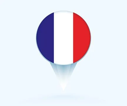 Map pointer with flag of France. Stock Illustration