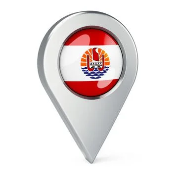 Map pointer with flag of French Polynesia, 3D rendering Illustrazione stock