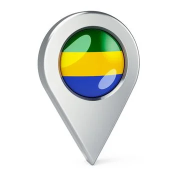 Map pointer with flag of Gabon, 3D rendering Stock Illustration