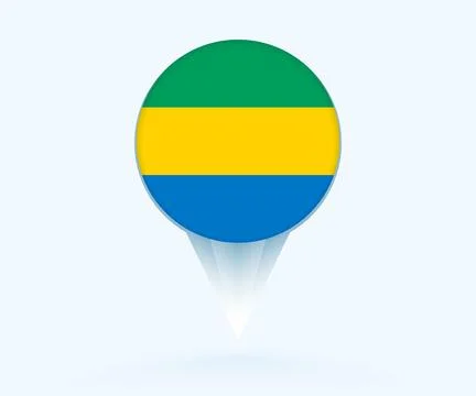 Map pointer with flag of Gabon. Stock Illustration